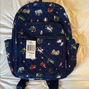 Get fast for holidays ! Vera Bradley Quilted sm Backpack - Navy/Holiday
